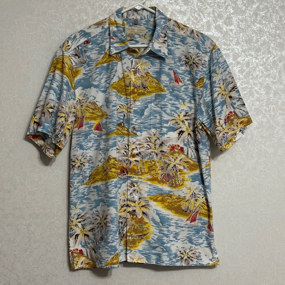 The Territory Ahead Hawaiin Tropical Island Print Button Up Camp Shirt Cotton M‎